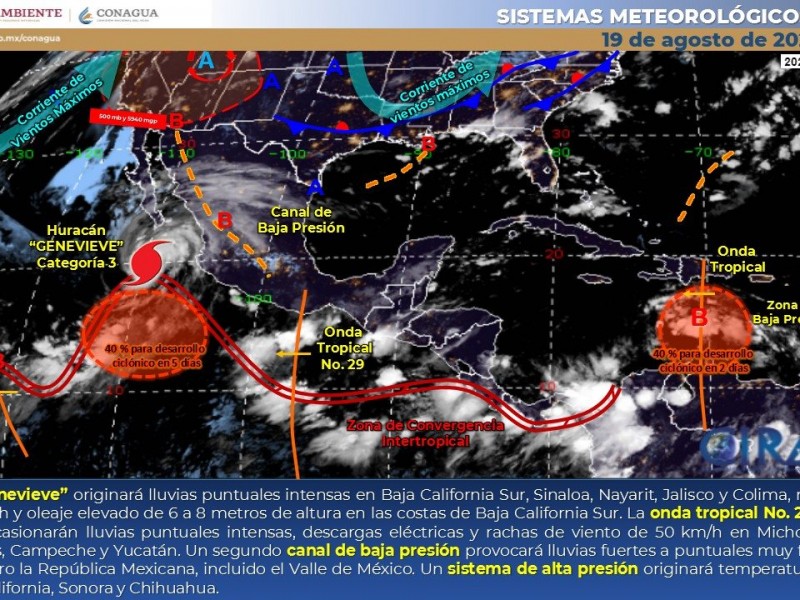 Calor, rachas de viento y lluvias fuertes, pronóstico de hoy