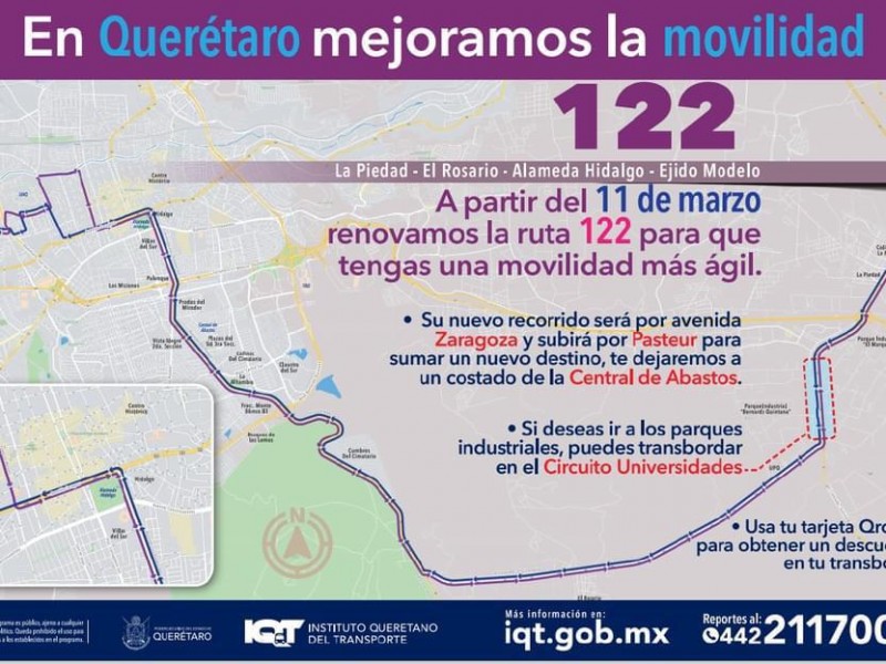 Cambios en rutas 122 y 123