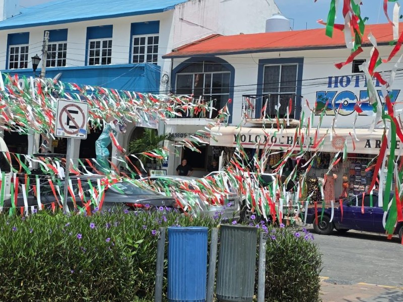 Camión derriba adornos patrios en parque central de Huatulco
