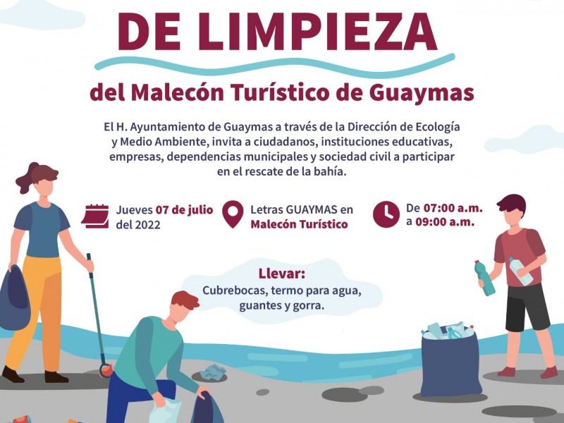 Campaña de limpieza del malecón turístico