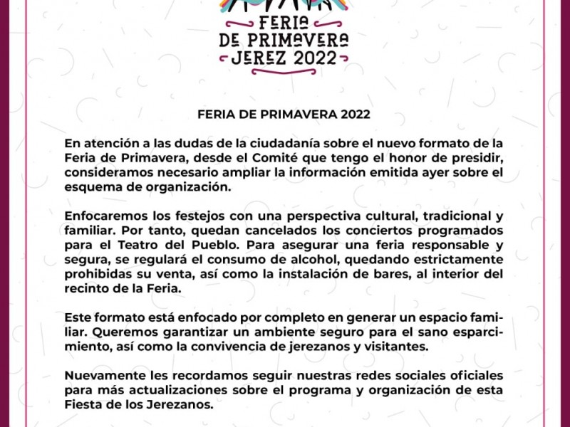 Cancelan conciertos de la Feria de Primavera de Jerez