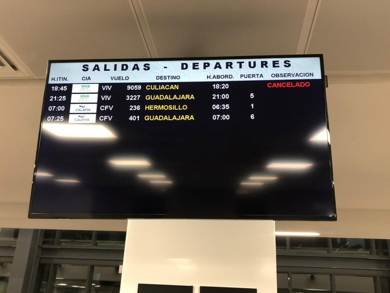 Cancelan vuelo La Paz - Culiacán