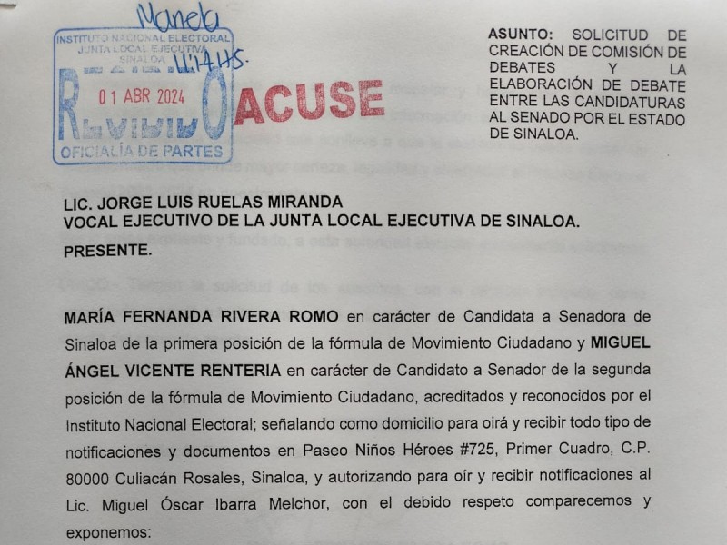 Candidatos al Senado por MC también solicitan debate