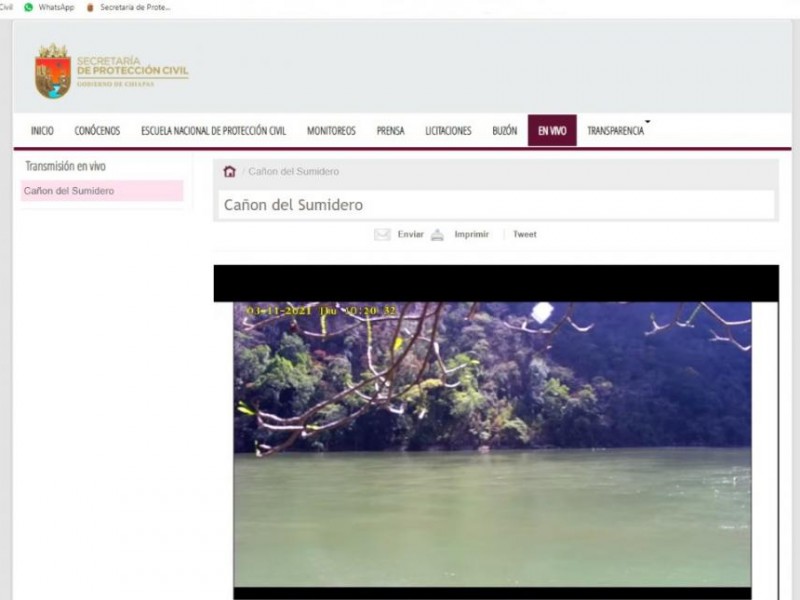 Cañón del Sumidero en tiempo real por internet