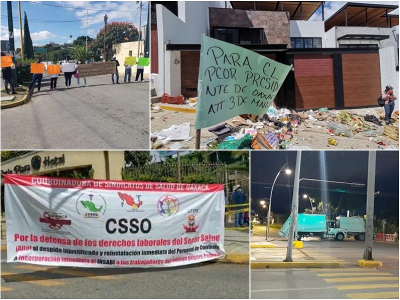 Capital oaxaqueña asfixiada por bloqueos y basura