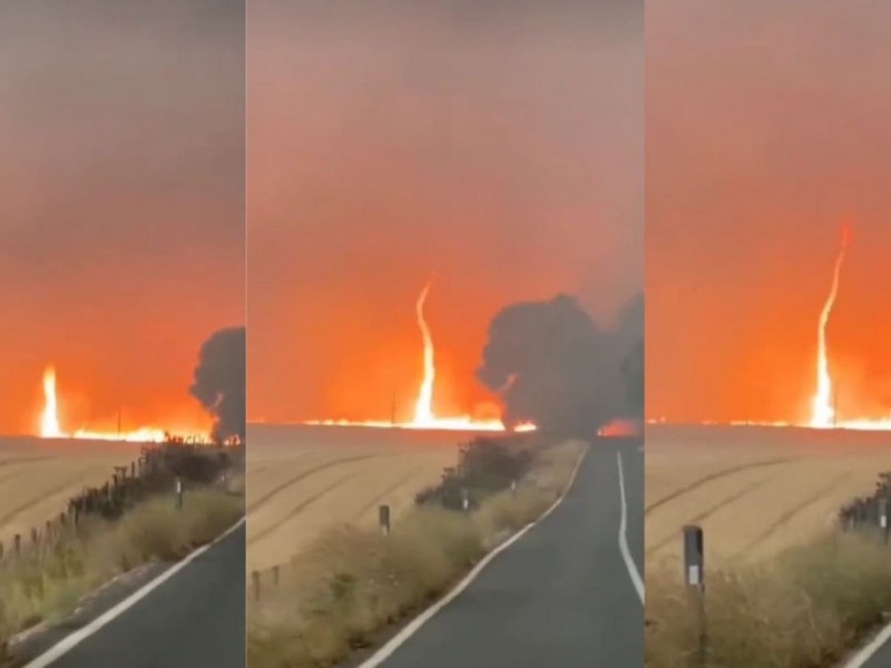 Captan enorme remolino de fuego en incendios forestales de Chile
