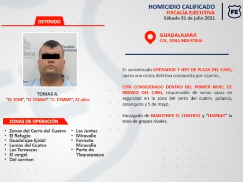 Capturan a jefe de plaza del CJNG