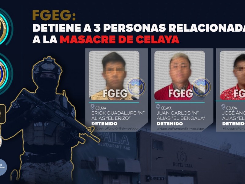 Capturan a tres presuntos responsables de masacre en Celaya