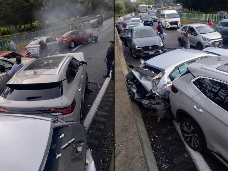 Carambola en la autopista Mexico Cuernavaca varios heridos