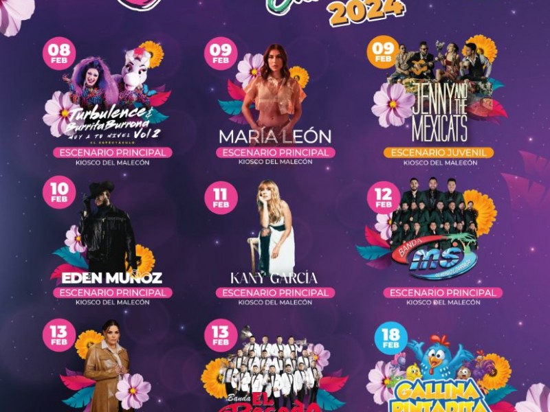 Carnaval 2024: Yuridia y Banda El Recodo artistas estelares