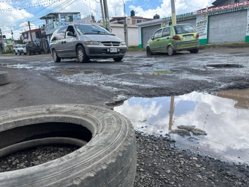 Carreteras del norte de Toluca destruidas, entrada a San Cayetano y comunidades