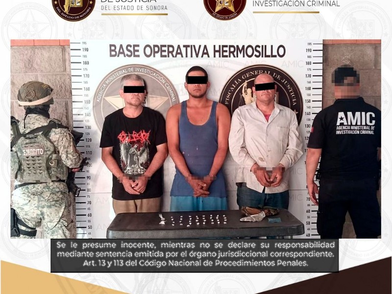Cateo en Hermosillo deja tres detenidos y droga asegurada