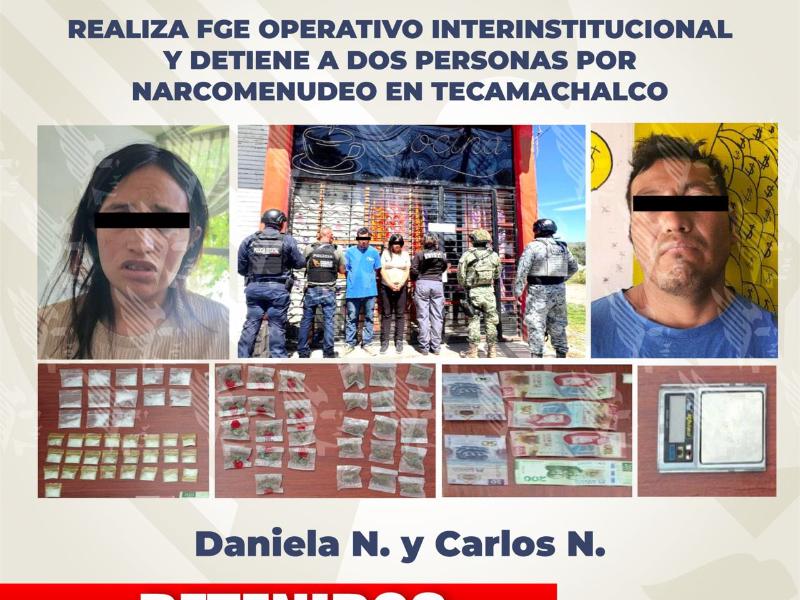 Cateo en Tecamachalco deja dos detenidos y decomiso de presuntas drogas
