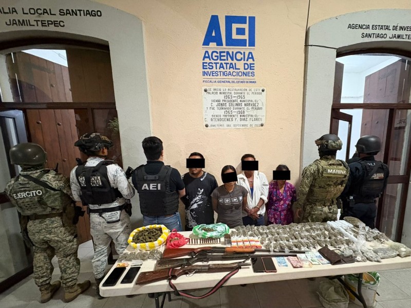 Cateos en Oaxaca dejan cuatro detenidos y aseguran drogas, armas y dinero
