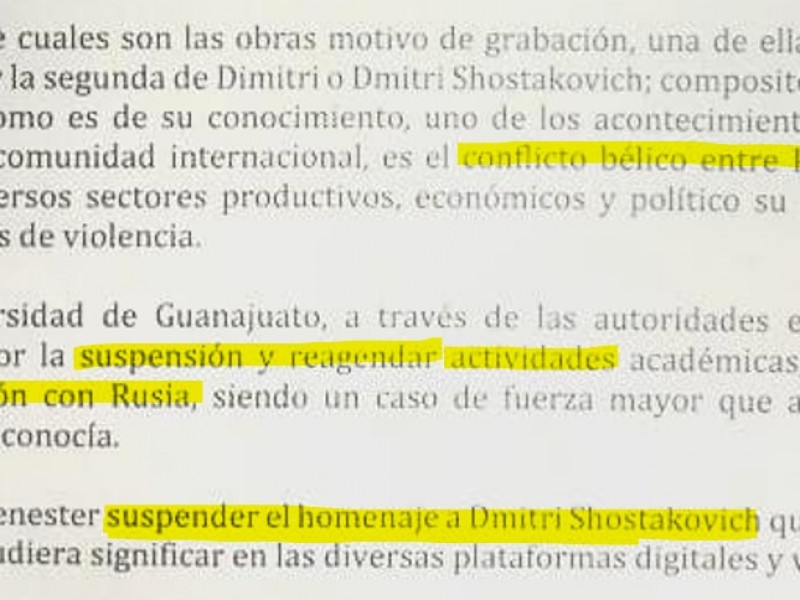 Censura UG a músico ruso por conflicto bélico