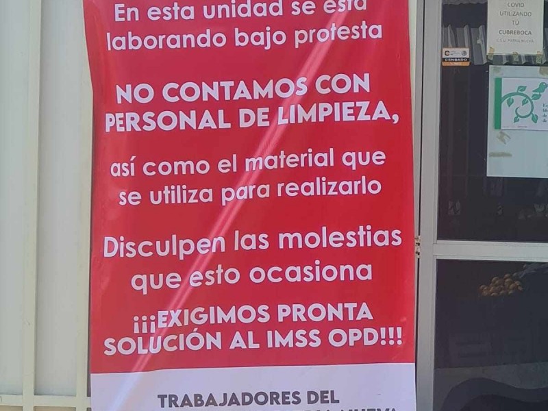 Centros de Salud sin personal de limpieza, trabajan bajo protesta