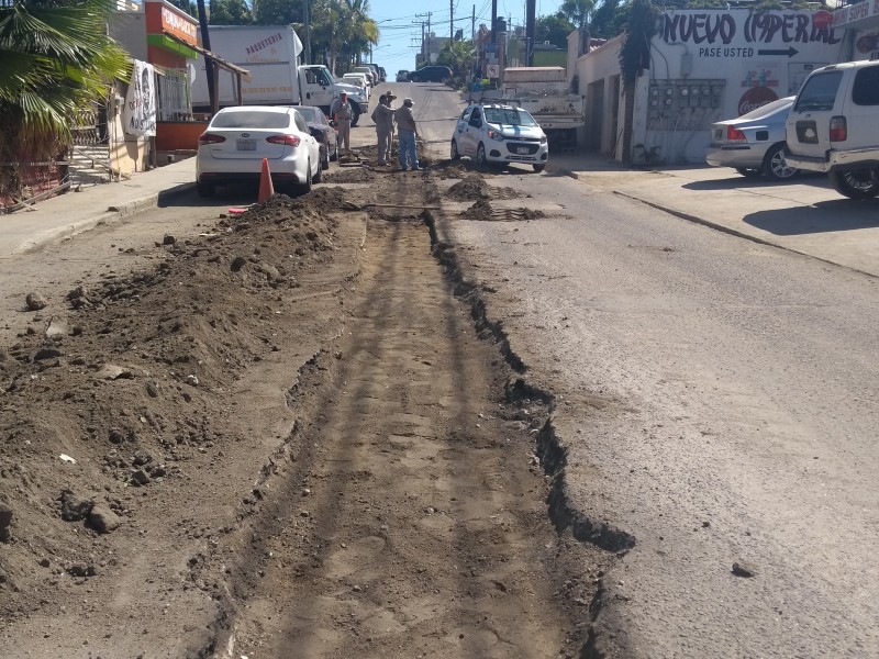 Cerrada calle Zaragoza en San José del Cabo