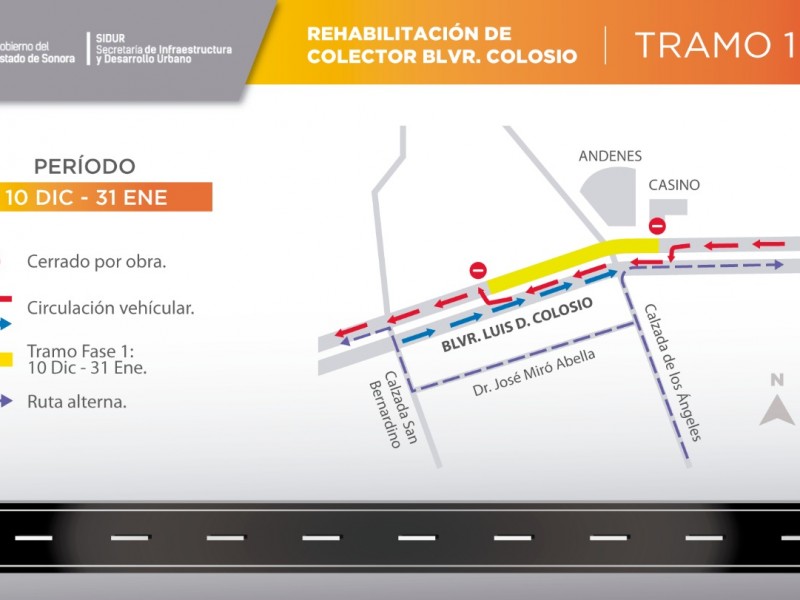 Cerrarán cuerpo norte de Colosio por obras