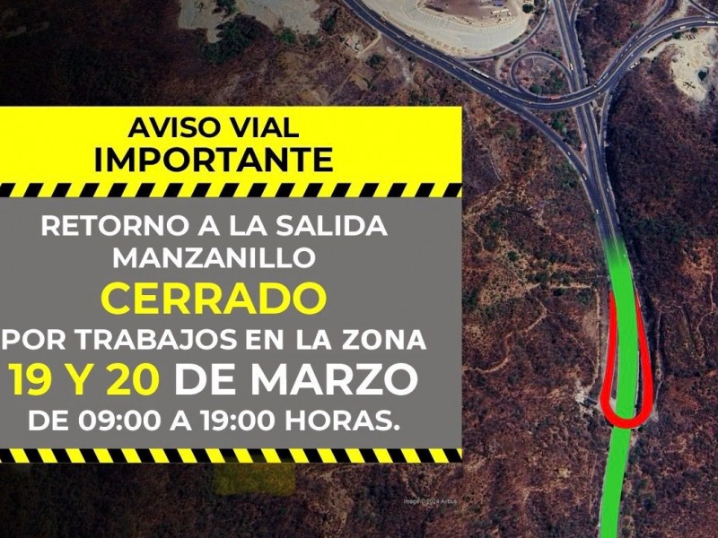 Cerrarán retorno 'Mirador’ en Manzanillo por trabajos en la zona