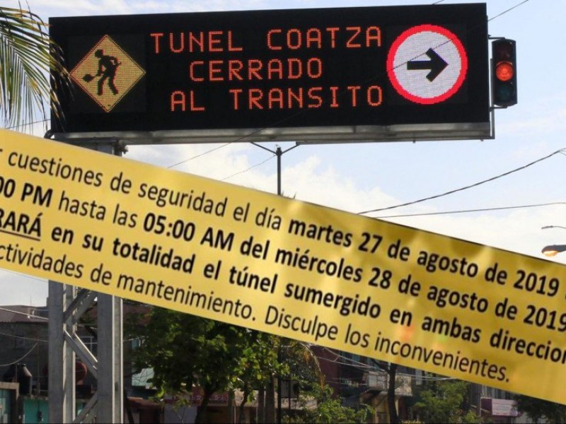 Cerrarán túnel sumergido de Coatzacoalcos por mantenimiento