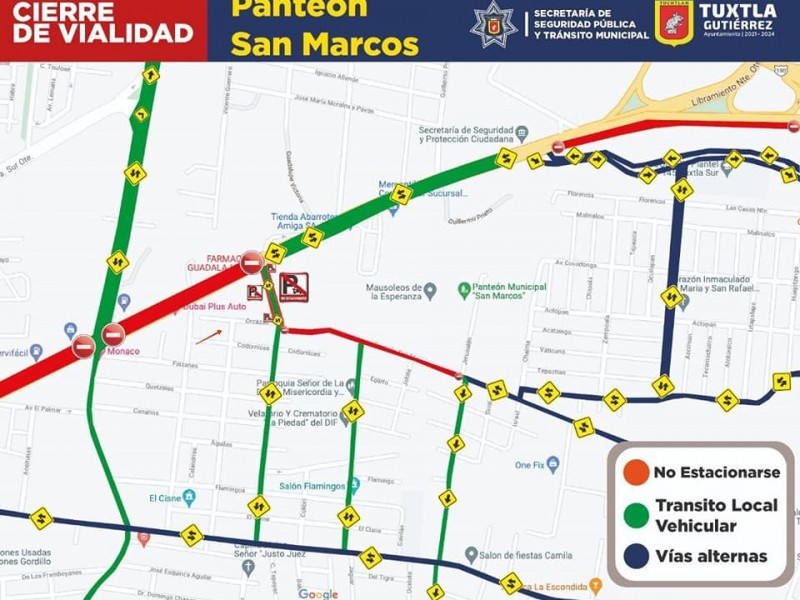 Cerrarán vialidades aledañas a panteones