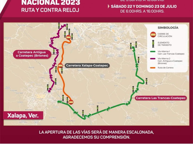 Cerrarán vías de comunicación por competencia de ciclismo en Xalapa