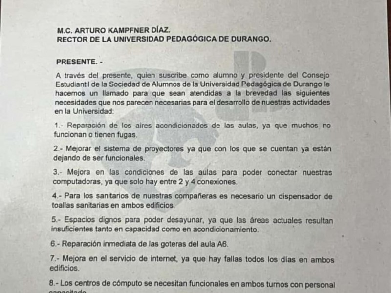 CESA de la Universidad Pedagógica pide mantenimiento a instalaciones