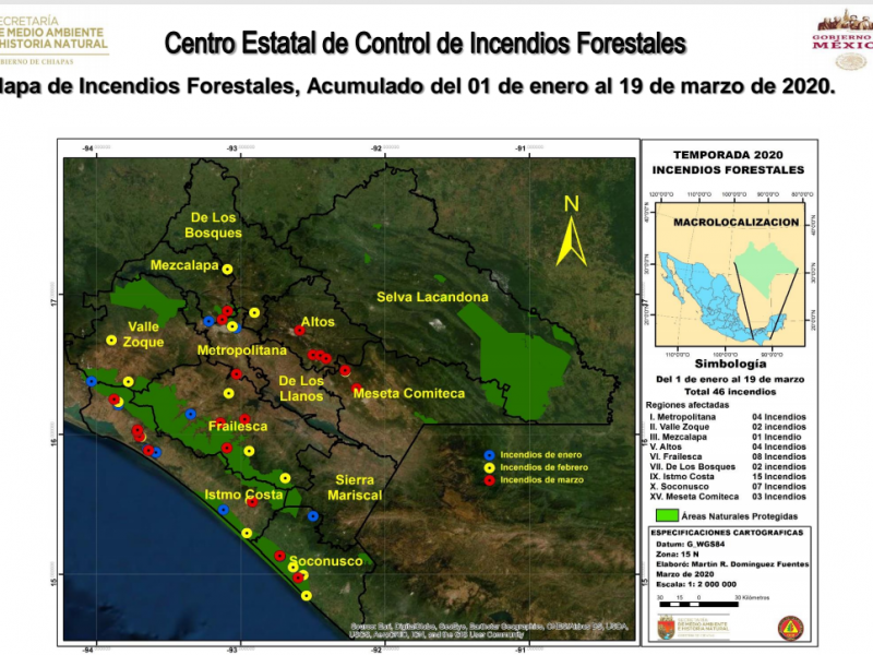 Chiapas tercera entidad con mayor superficie afectada por incendios