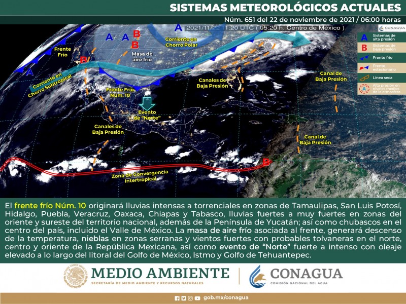 Cielo medio nublado con temperaturas cálidas en la región