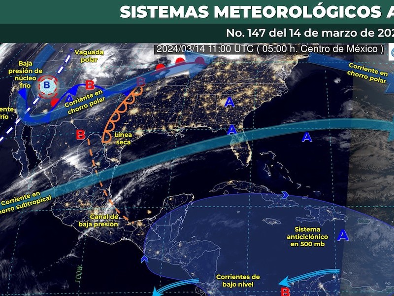 Cielo medio nublado y clima caluroso en Toluca