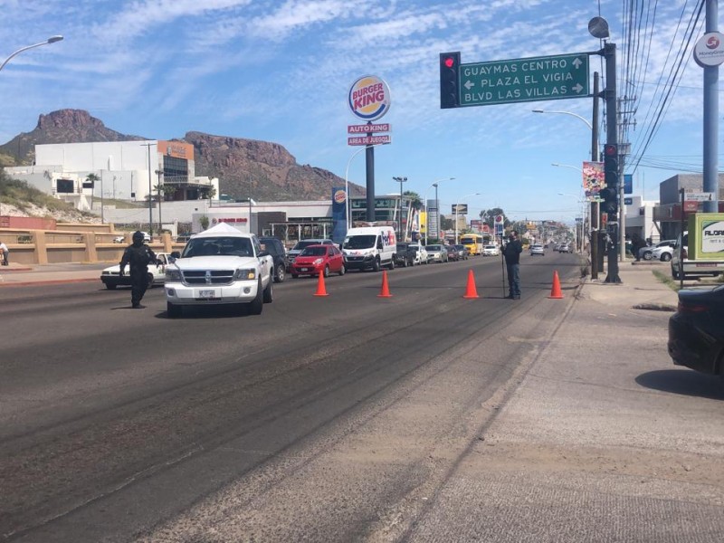 Cierran acceso a centro de Guaymas