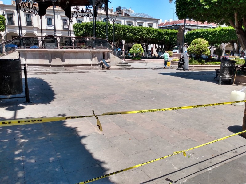 Cierran acceso a la plaza principal de Sahuayo