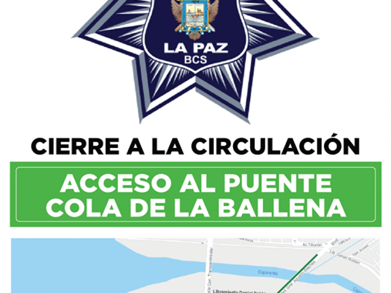 Cierran acceso puente de la cola de ballena