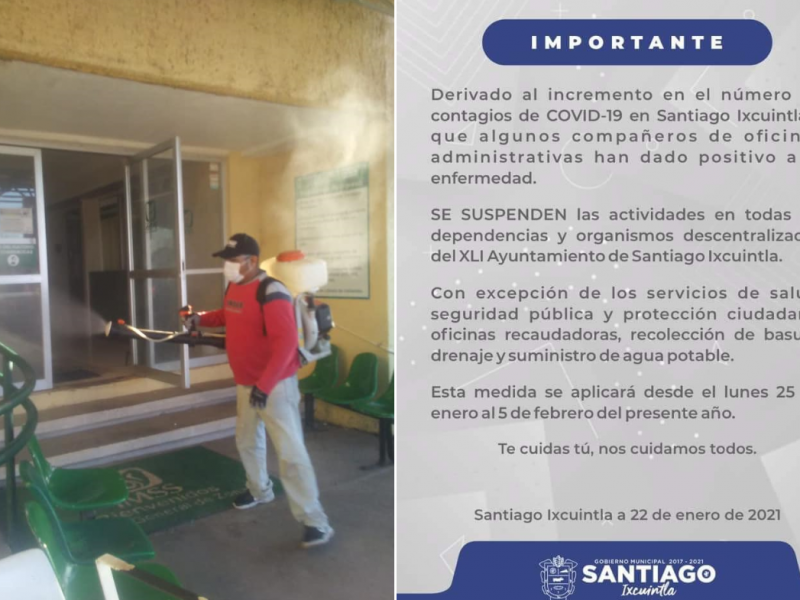 Cierran oficinas en Santiago Ixcuintla por casos de COVID-19