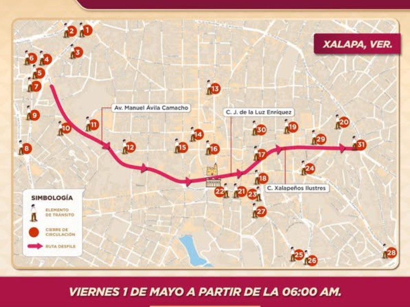 Cierres viales en Xalapa por desfile del 1 de mayo | Meganoticias