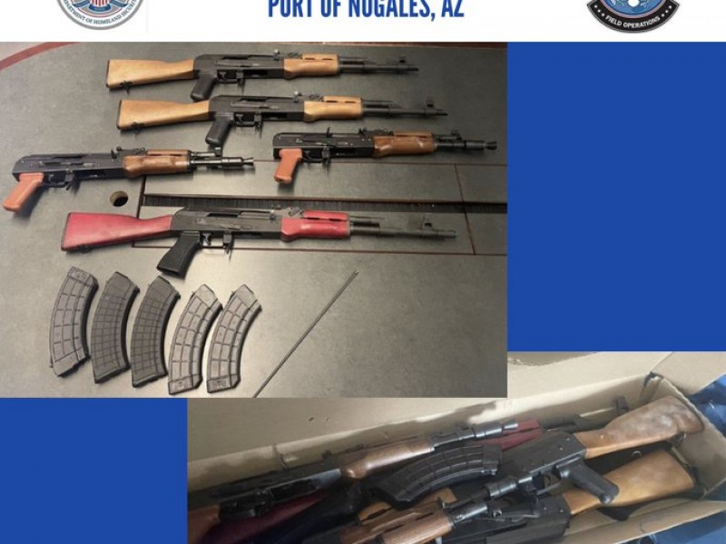 Cinco rifles AK-47  fueron asegurados en garita de Nogales