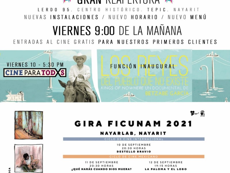 Cine gratuito por dos semanas en la reapertura de NayarLab