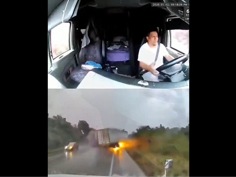 Circula en redes impactante choque de tráileres en Campeche