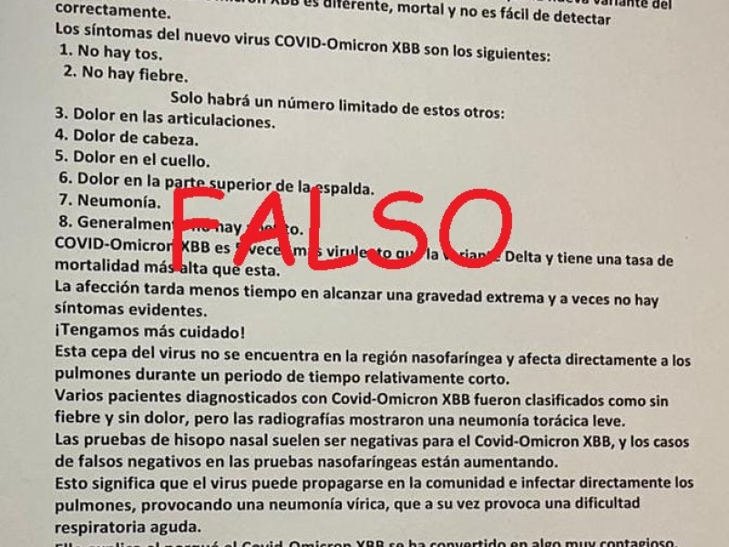 Circula en Redes y Whatsapp Información Falsa