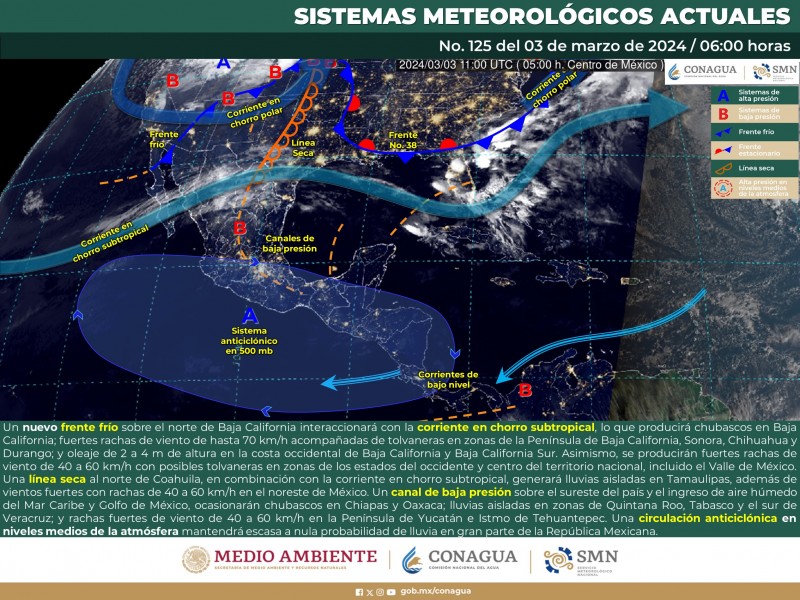 Circulación anticiclónica provoca altas temperaturas en México