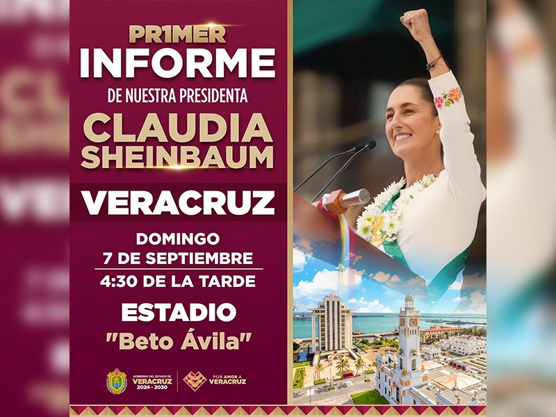 Claudia Sheinbaum rendirá su primer informe en Veracruz este domingo