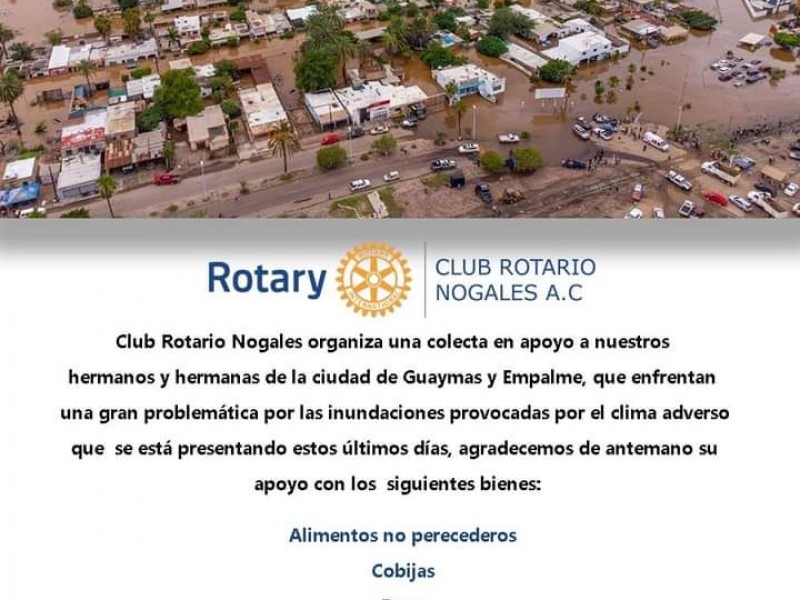 Club Rotario organiza colecta para damnificados de Guaymas