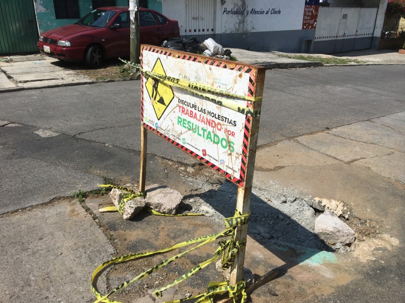 CMAS abandona reparación en calle Nuevo León