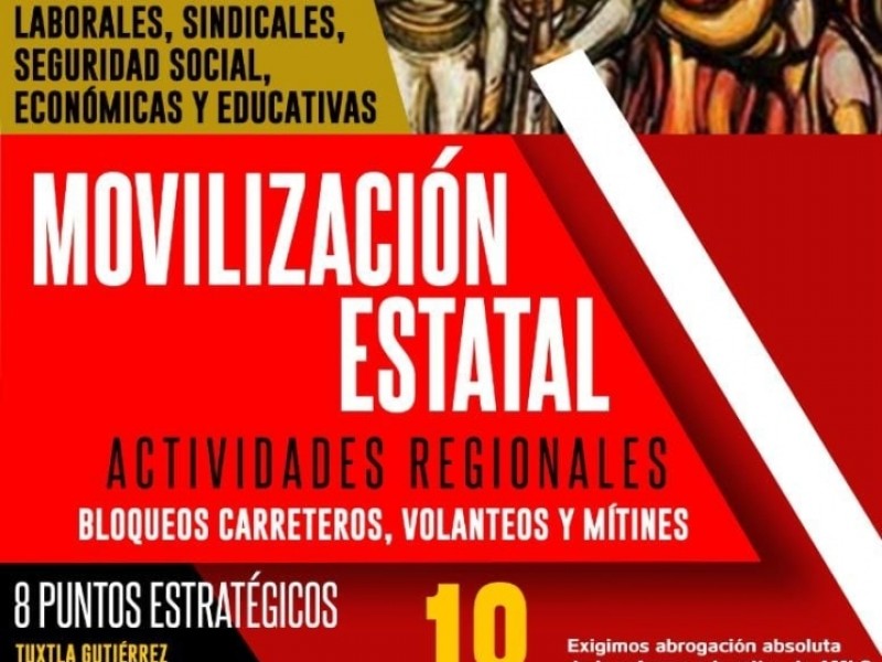 CNTE anuncia bloqueos el 18 de marzo en Chiapas