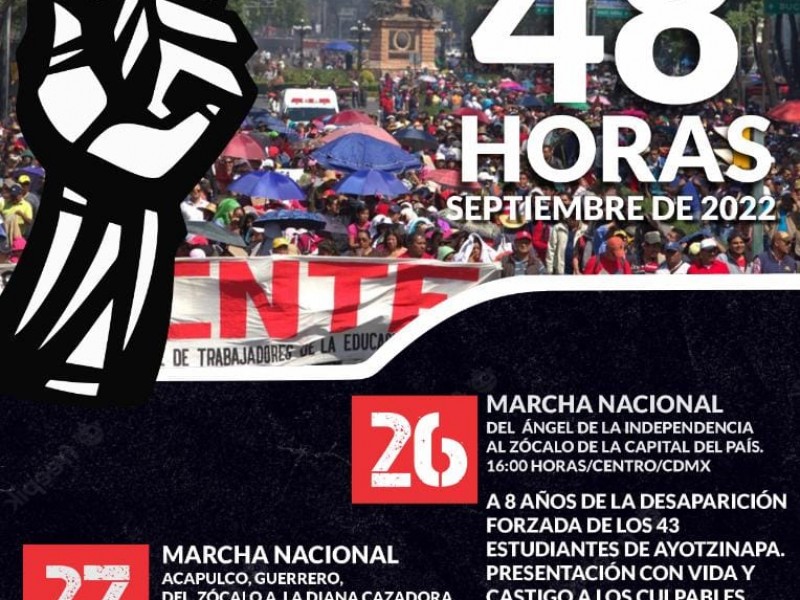 CNTE realizará paro de 48 en jornada de lucha Ayotzinapa