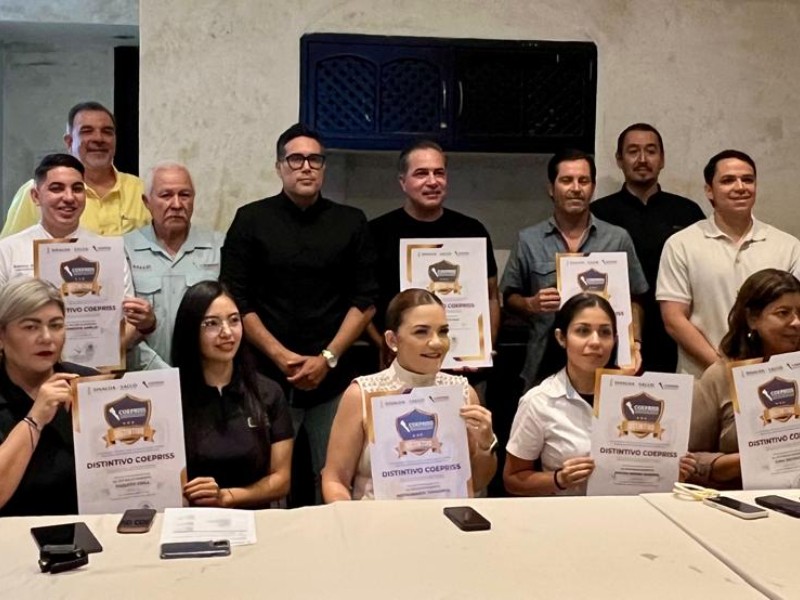 Coepriss reconoce a 14 establecimientos con Distintivo de Calidad