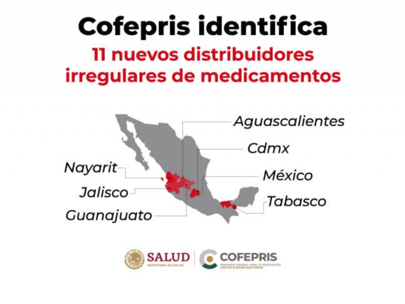 Cofepris identifica 11 nuevos distribuidores irregulares de medicamentos