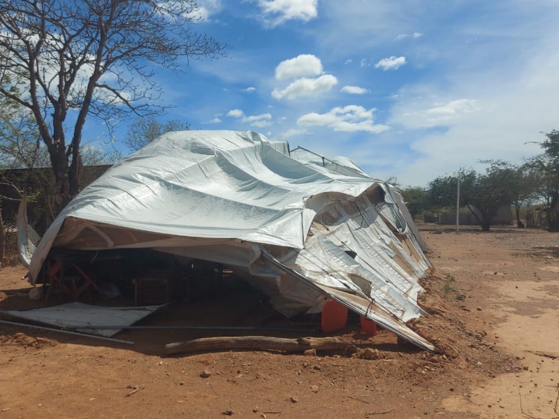 Vientos colapsan carpas utilizadas cómo aulas escolares en Tehuantepec