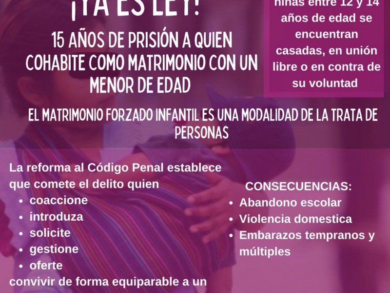 Colectivas feministas celebran avances contra el matrimonio infantil