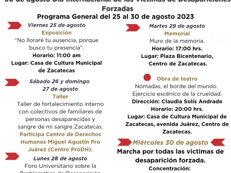 Colectivos convocan a marcha por víctimas de desaparecidos